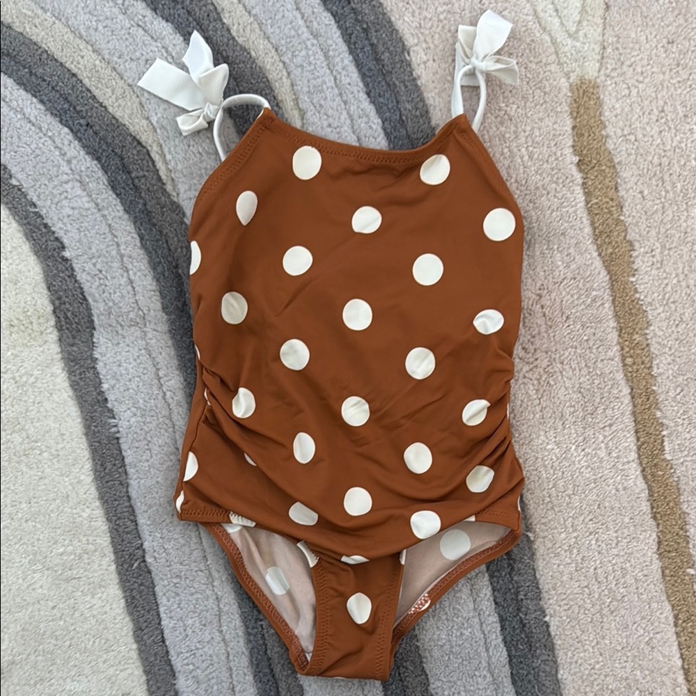 Zara adorable Brown Polka Dot Swimsuit